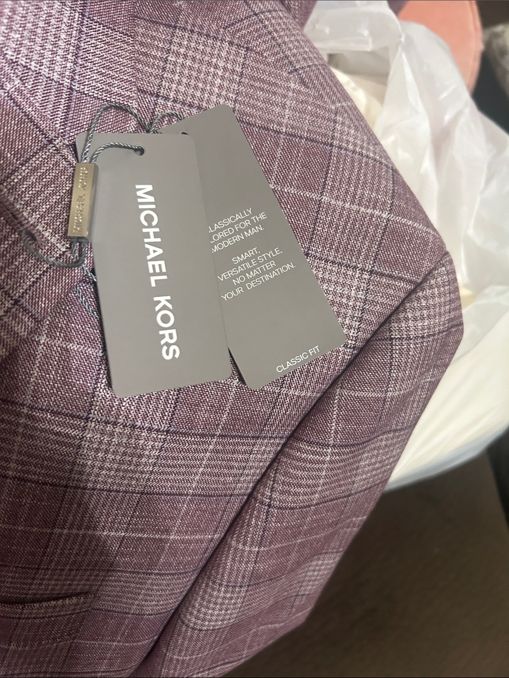 Michael Kors Men's Plum Plaid Sport Coat